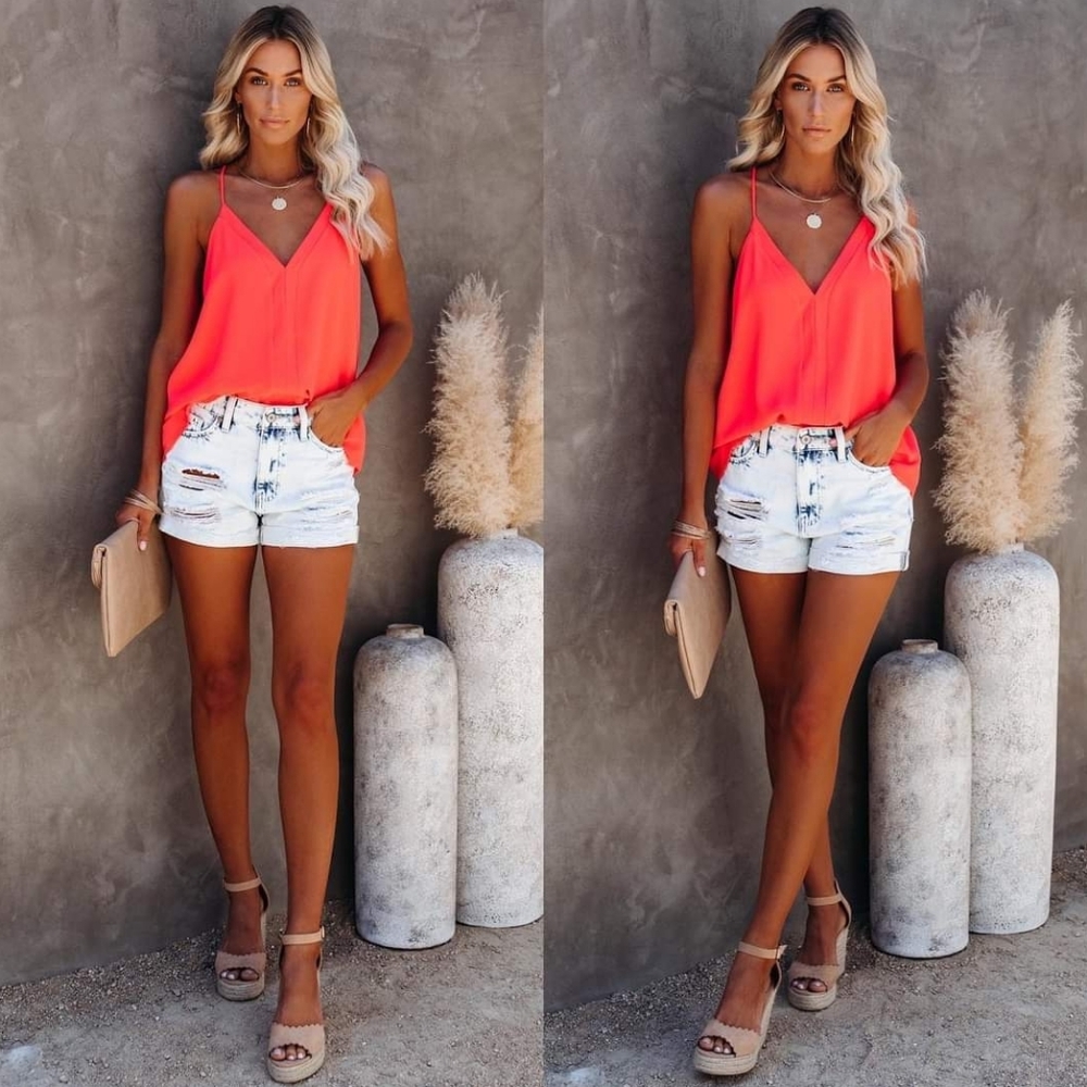 Cool Girl Racerback Tank - Bright Coral